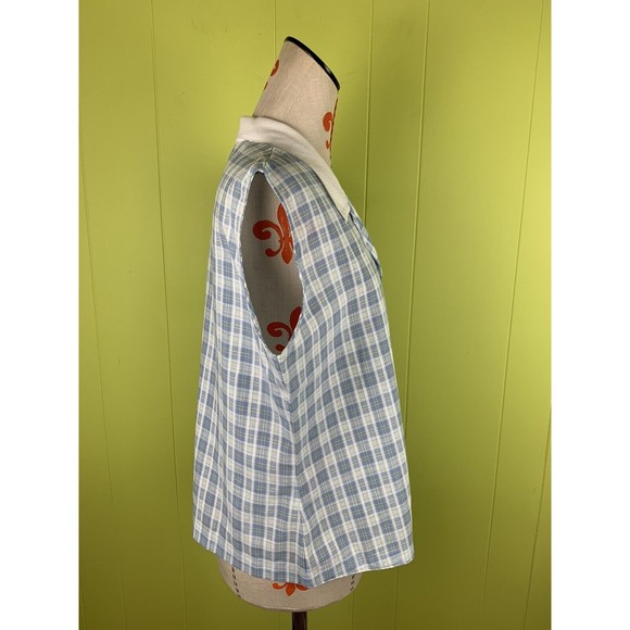 Cape Cod Shirt Womens 18 Light Blue White Button Up Sleeveless Collared Top - Picture 6 of 10